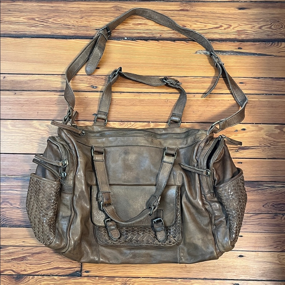 Anthropologie Brown Leather Duffle Bag